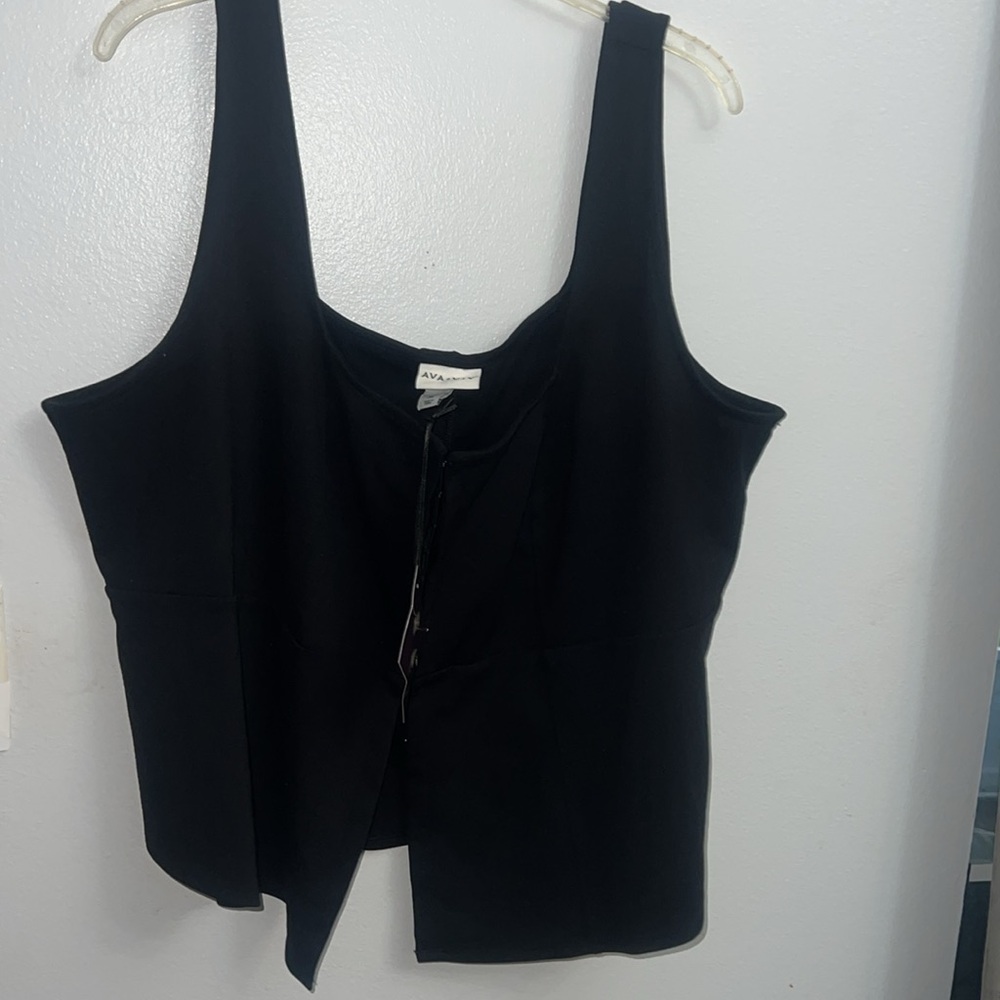 Women's Knit Corset Tank Top - Ava & Viv Black 3X